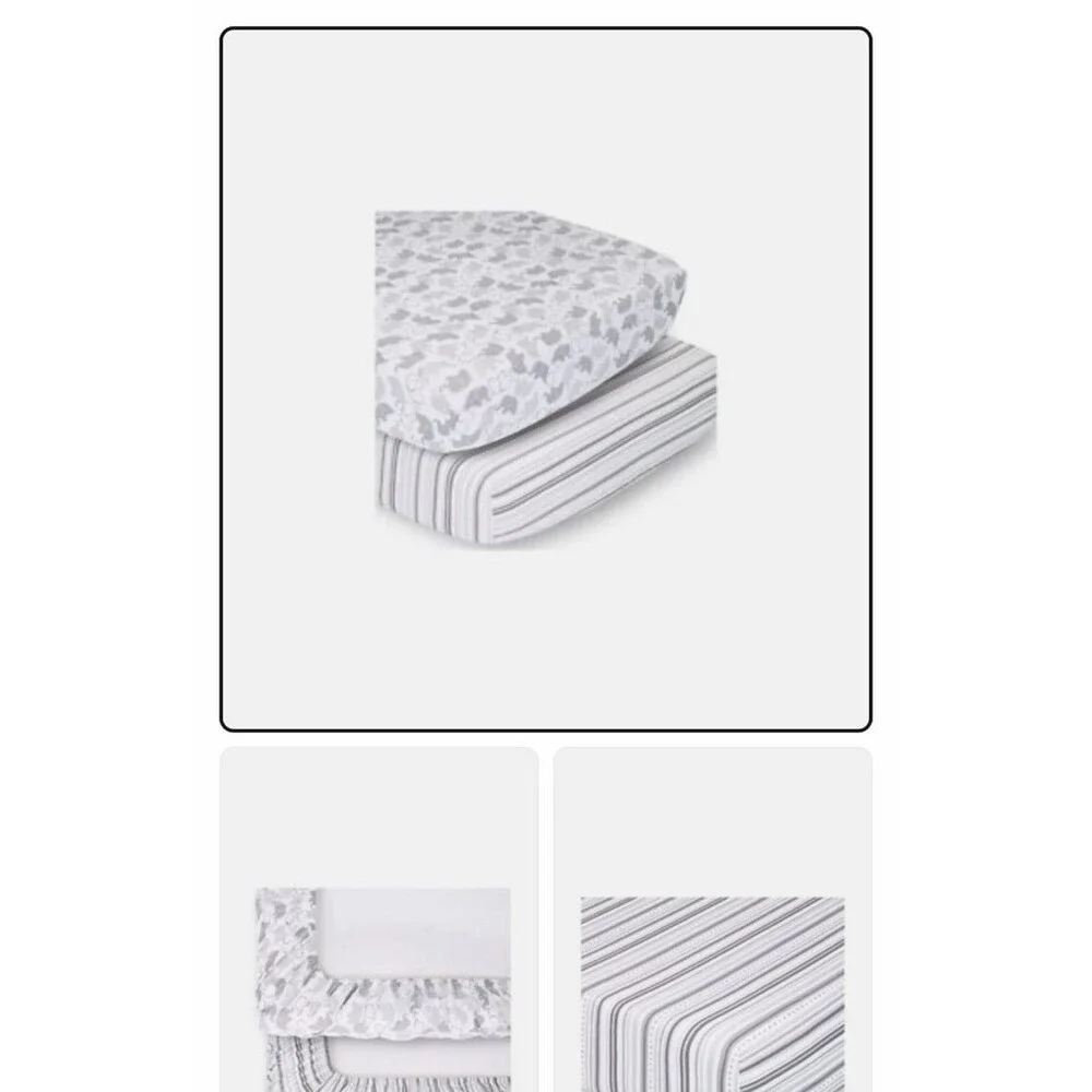 The Peanutshell Fitted 2-Pack Microfiber Crib Sheet Set | Grey Elephants